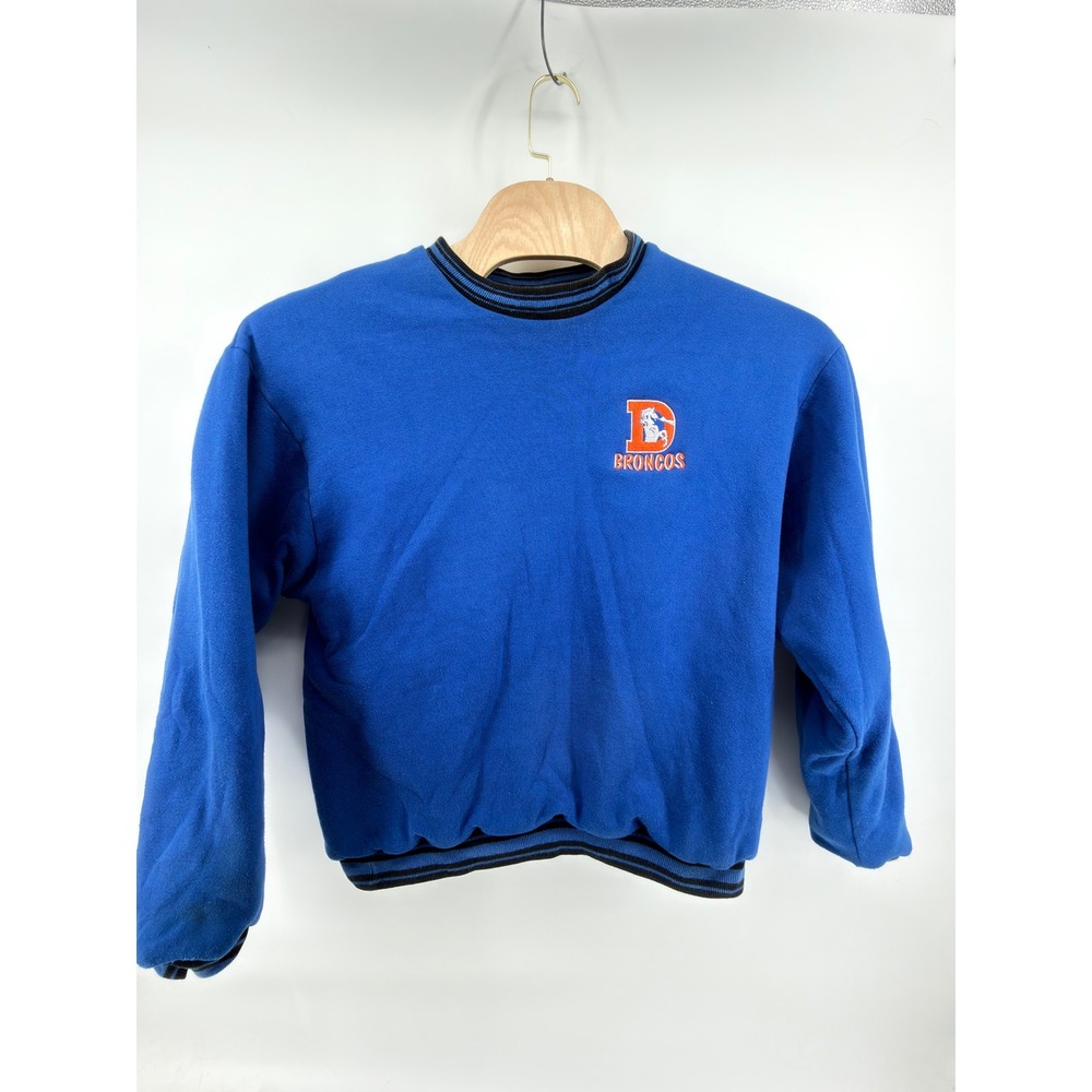 Vintage Denver Broncos Pro Player Reversible Sweatshirt XL Black Blue Crewneck